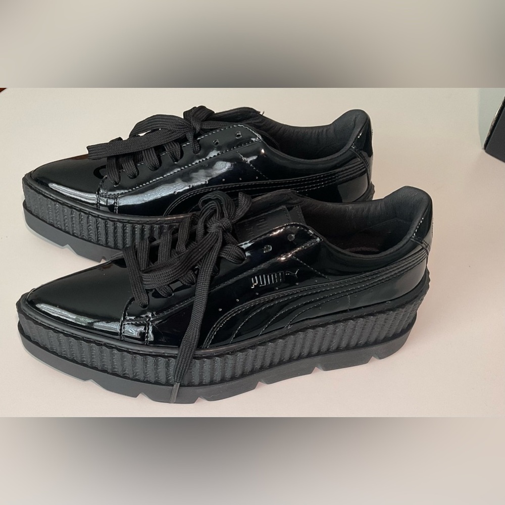 New With Box Fenty Puma pointy Creeper black patent size 38/7.5